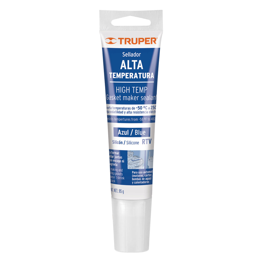 Sellador de silicón azul para altas temperaturas, 85 g, TRUPER ALTE-A (17568)