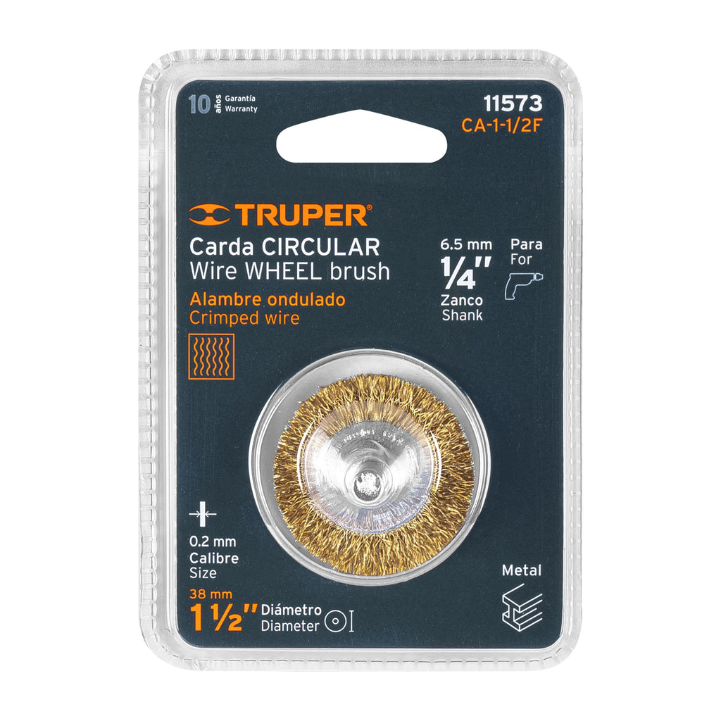 Carda circular 1-1/2" alambre fino para taladro TRUPER CA-1-1/2F (11573)