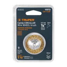 Cargar imagen en el visor de la galería, Carda circular 1-1/2" alambre fino para taladro TRUPER CA-1-1/2F (11573)