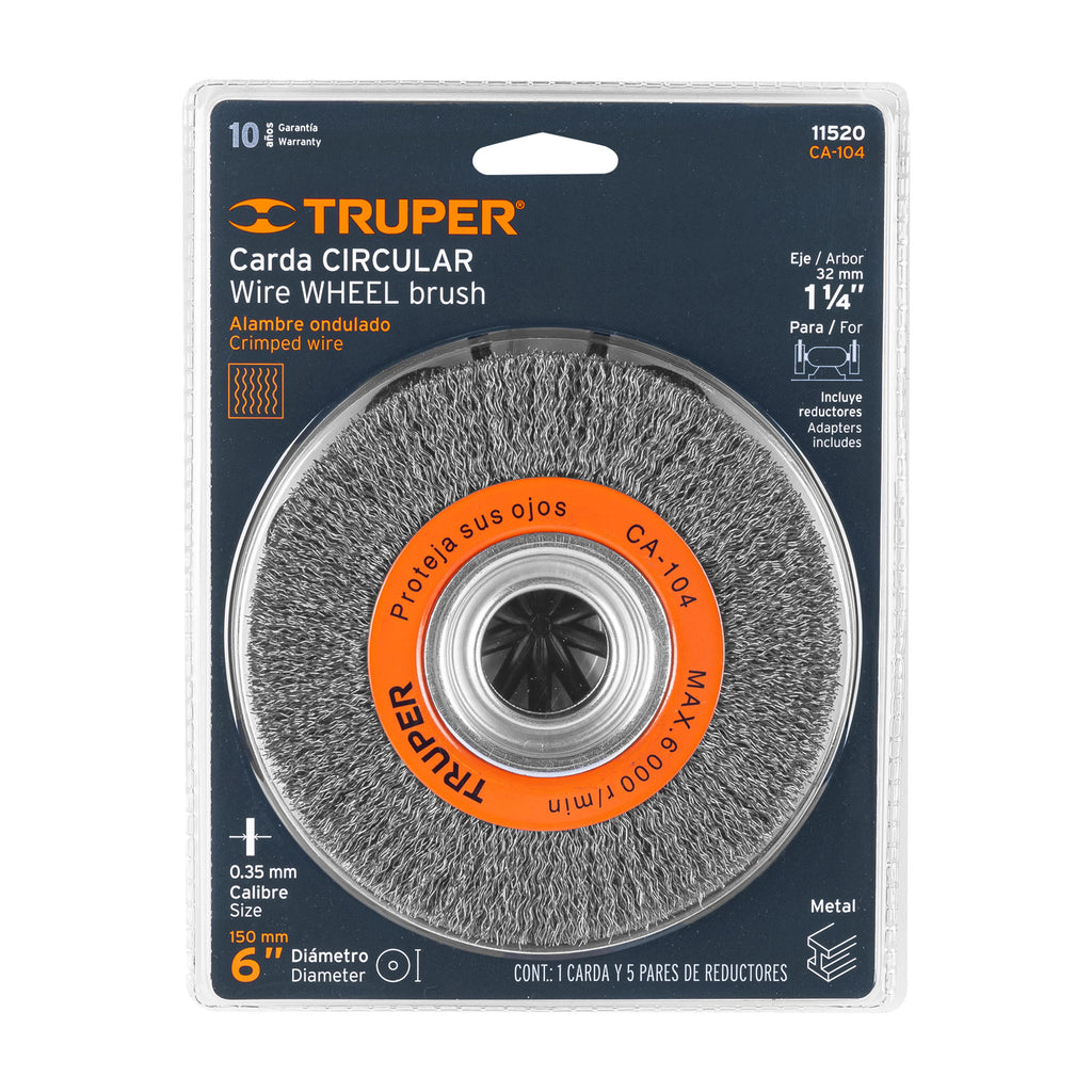 Carda alambre ondulado 6" x 3/4" para esmeril TRUPER CA-104 (11520)
