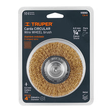Cargar imagen en el visor de la galería, Carda circular 4" alambre grueso para taladro TRUPER CA-4 (11590)