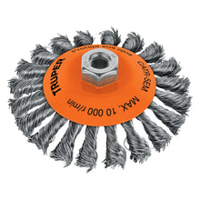 Cargar imagen en el visor de la galería, Carda tipo cónico 5" alambre trenzado, eje M14, TRUPER CATR-5EM (14189)