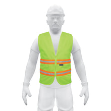Cargar imagen en el visor de la galería, Chaleco de seguridad verde alta visibilidad con cierre, TRUPER CHS-600V (13474)