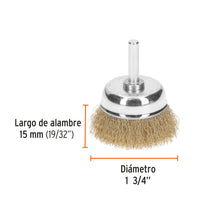 Cargar imagen en el visor de la galería, Carda de copa 1-3/4" alambre fino para taladro, TRUPER CO-1-3/4F (11591)
