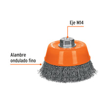 Cargar imagen en el visor de la galería, Carda copa 5" alambre ondulado fino, eje M14, TRUPER CO-512M (11538)