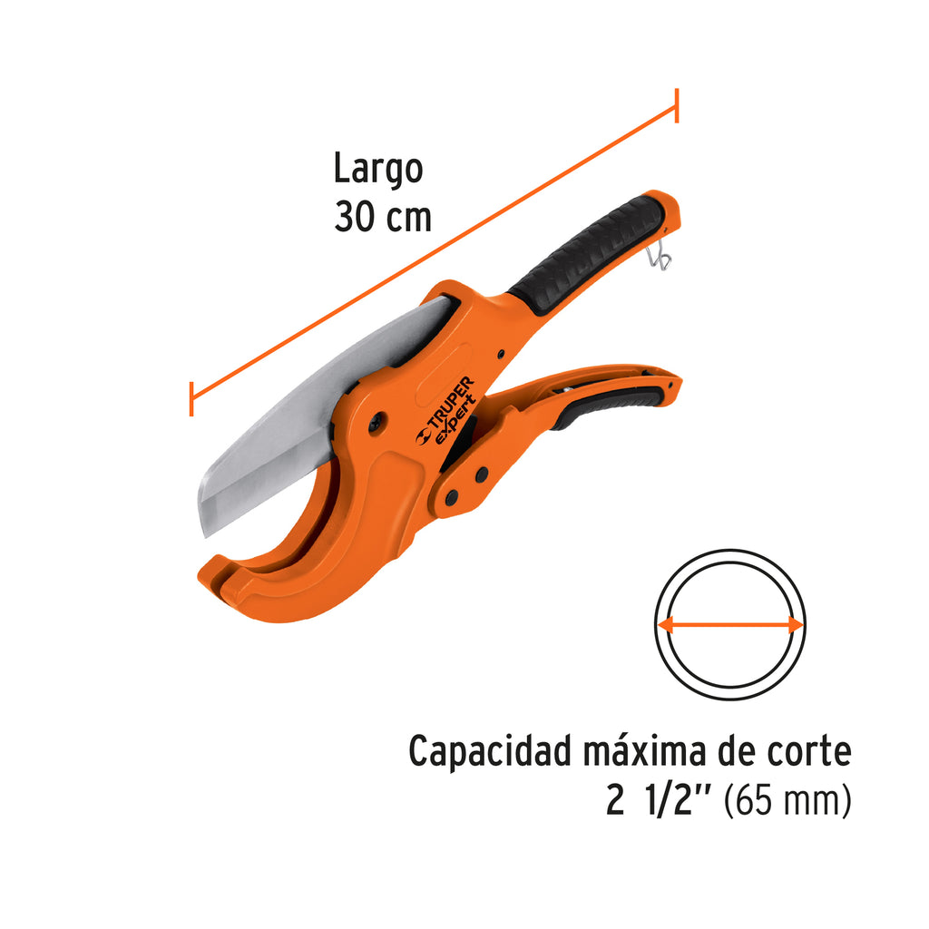 Cortador profesional tubo de plástico, corte 2-1/2", Expert TRUPER COT-PVC-X (12867)