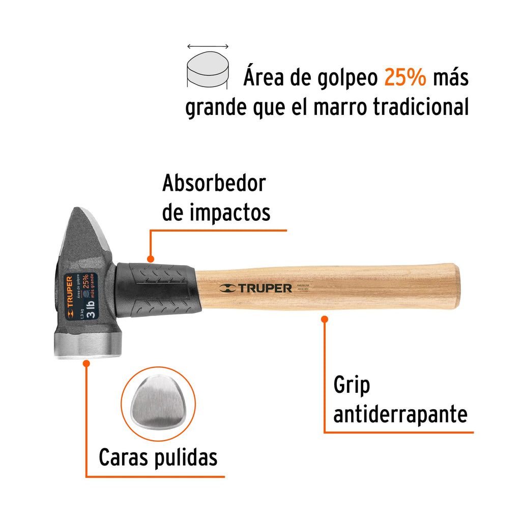 Marro para herrería 3 lb mango 12", TRUPER CRP-3HX (11252)