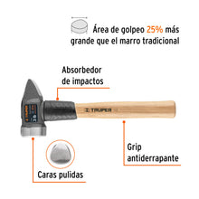 Cargar imagen en el visor de la galería, Marro para herrería 3 lb mango 12", TRUPER CRP-3HX (11252)
