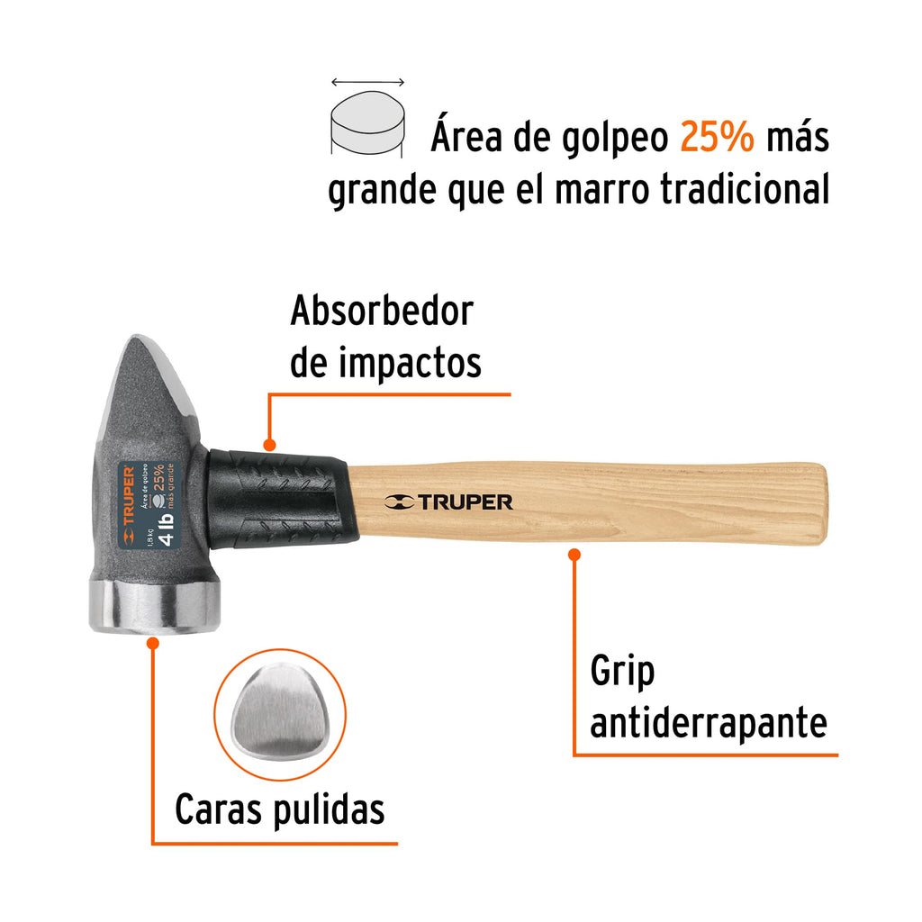 Marro para herrería 4 lb mango 12", TRUPER CRP-4HX (11253)