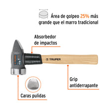 Cargar imagen en el visor de la galería, Marro para herrería 4 lb mango 12", TRUPER CRP-4HX (11253)