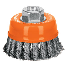 Cargar imagen en el visor de la galería, Carda copa 3" alambre trenzado grueso, eje M14, TRUPER CT-608MX (17530)