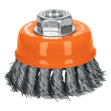 Cargar imagen en el visor de la galería, Carda copa 3" alambre trenzado fino, eje M14, TRUPER CT-608M (14184)