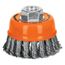 Cargar imagen en el visor de la galería, Carda copa 3" alambre trenzado grueso, eje 5/8"-11, TRUPER CT-608X (17529)
