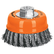 Cargar imagen en el visor de la galería, Carda copa 4" alambre trenzado grueso, eje 5/8"-11, TRUPER CT-610X (17531)
