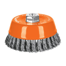 Cargar imagen en el visor de la galería, Carda copa 5" alambre trenzado grueso, eje M14, TRUPER CT-612MX (11543)