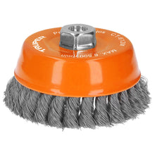 Cargar imagen en el visor de la galería, Carda copa 5" alambre trenzado fino, eje M14, TRUPER CT-612M (11544)