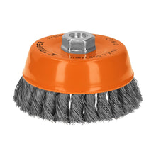 Cargar imagen en el visor de la galería, Carda copa 5" alambre trenzado fino, eje 5/8"-11, TRUPER CT-612 (11541)