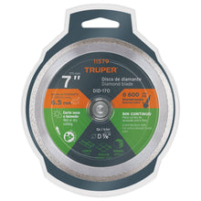 Cargar imagen en el visor de la galería, Disco de diamante de 7" x 2.2 mm rin continuo, TRUPER DID-170 (11579)