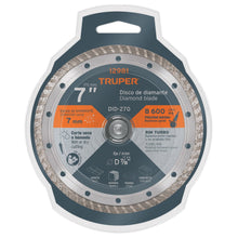 Cargar imagen en el visor de la galería, Disco de diamante de 7" x 2.8 mm rin turbo, TRUPER DID-270 (12981)