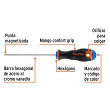 Cargar imagen en el visor de la galería, Desarmador de cruz 1/8" x 4" mango Comfort Grip, TRUPER DP-1/8X4B (14055)