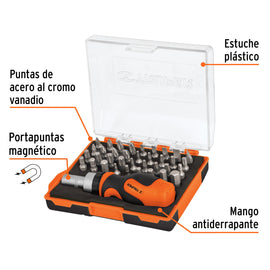 Desarmador tipo trompo con matraca y 36 puntas, TRUPER DTROM-37 (17845)