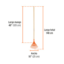 Cargar imagen en el visor de la galería, Escoba metálica para jardín, curva, 15 dientes, mango 48" TRUPER EM-15 (19678)