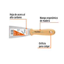 Cargar imagen en el visor de la galería, Espátula rígida 2" con mango de madera, TRUPER ET-2R (14441)