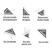 Cargar imagen en el visor de la galería, Escuadra 7" de aluminio para muros de yeso, TRUPER ET-7A (15131)