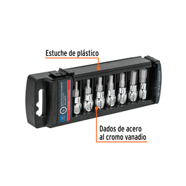 Juego de 7 dados punta hexagonal std, cuadro 3/8