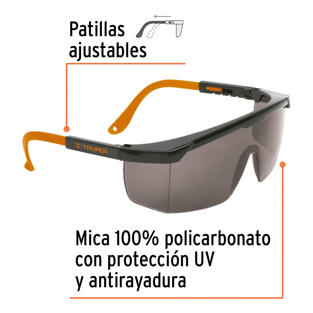 Lentes de seguridad ajustables grises, TRUPER LEN-2000N (14213)