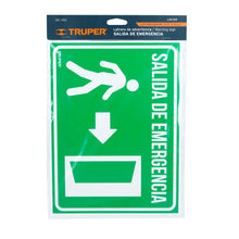 Cargar imagen en el visor de la galería, Letrero de señalización "SALIDA DE EMERGENCIA", 21 x 28 cm TRUPER LIN-04 (18348)