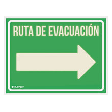 Cargar imagen en el visor de la galería, Letrero de señalización "RUTA EVACUACIÓN DERECHA",21 x 28 cm TRUPER LIN-05 (18368)