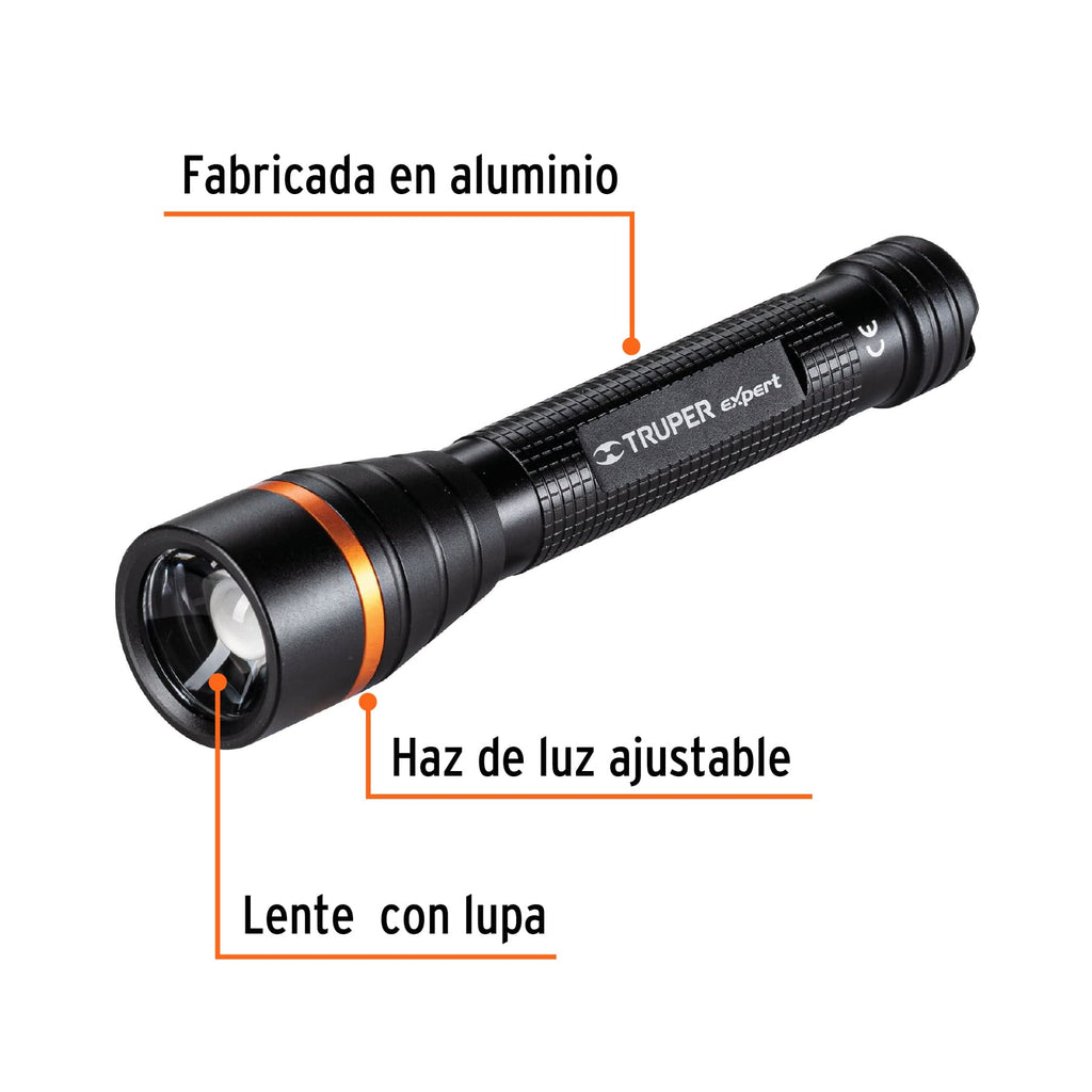 Linterna de aluminio LED Cree 235 lm con 2 pilas AA, TRUPER LINA-2AAN (18800)