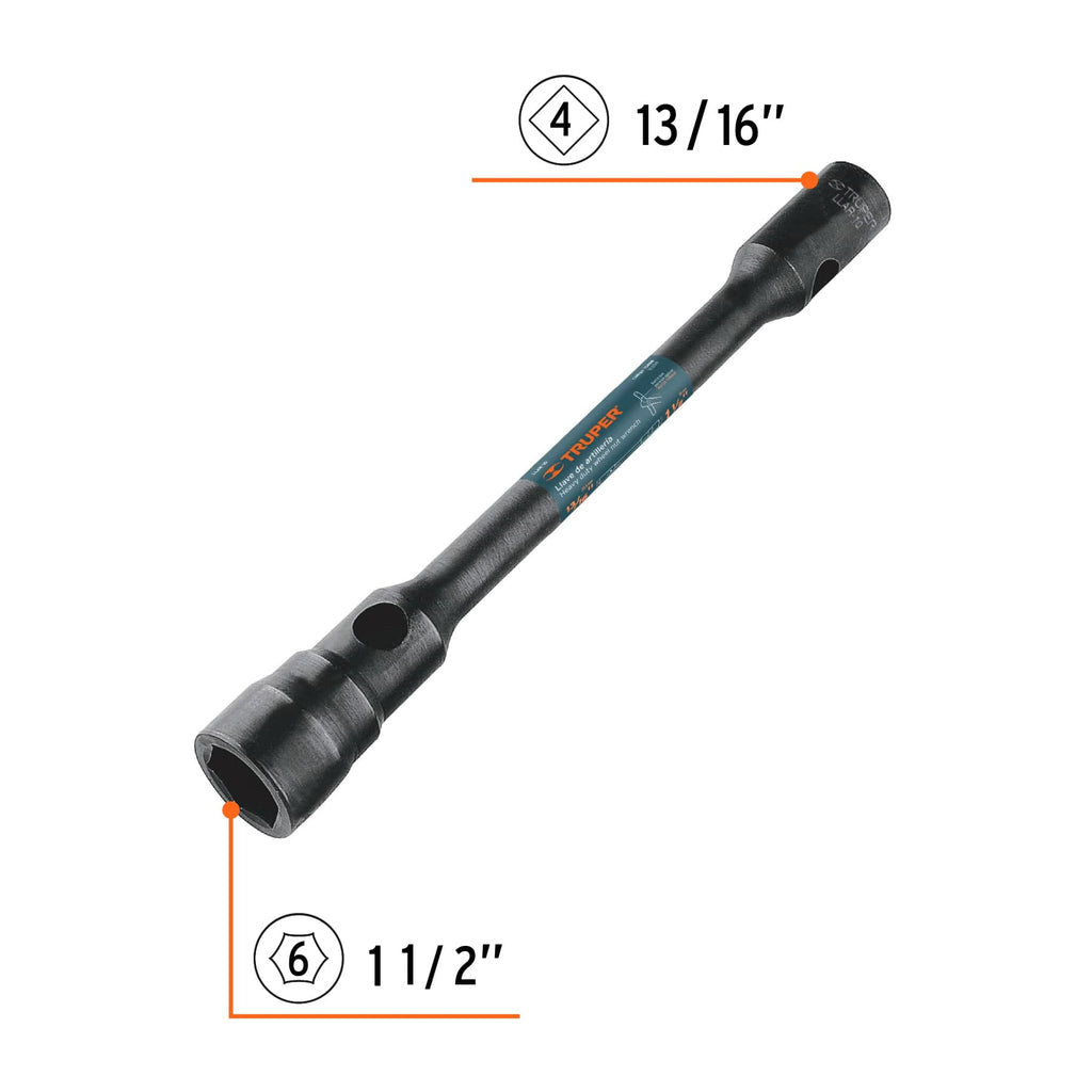 Llave de artillería 13/16 x 1-1/2" boca cuadrada y hexagonal TRUPER LLAR-10 (15488)