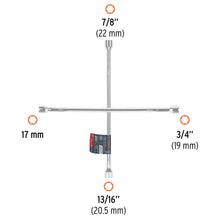 Cargar imagen en el visor de la galería, Llave de cruz 20" pulida y cromada, TRUPER LLCR-20 (15481)