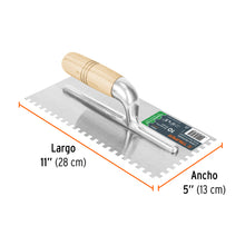 Cargar imagen en el visor de la galería, Llana 11" dentado cuadrado 1/4", 10 remaches, mango madera TRUPER LLMC-11 (15404)