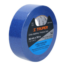 Cargar imagen en el visor de la galería, Cinta masking tape azul de 1-1/2" x 50 m para pintor, TRUPER MSK-1  1/2A (12623)