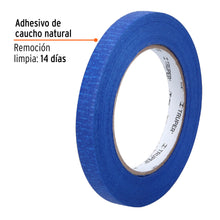Cargar imagen en el visor de la galería, Cinta masking tape azul de 1/2" x 50 m para pintor, TRUPER MSK-1/2A (12620)