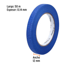 Cargar imagen en el visor de la galería, Cinta masking tape azul de 1/2" x 50 m para pintor, TRUPER MSK-1/2A (12620)
