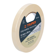 Cargar imagen en el visor de la galería, Cinta masking tape de 1/2" x 50 m, TRUPER MSK-1/2 (12589)