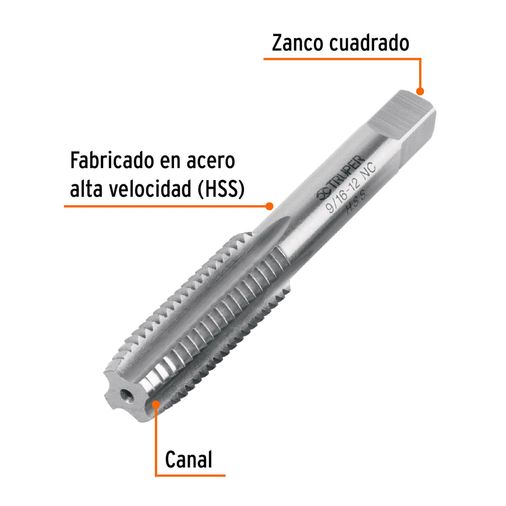 Machuelo semicónico 9/16"x12 UNC, TRUPER MT-9/16X12 (11421)