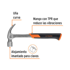 Martillo forjado 20 oz uña curva, mango con neopreno, TRUPER Expert MXC-20 (16820)