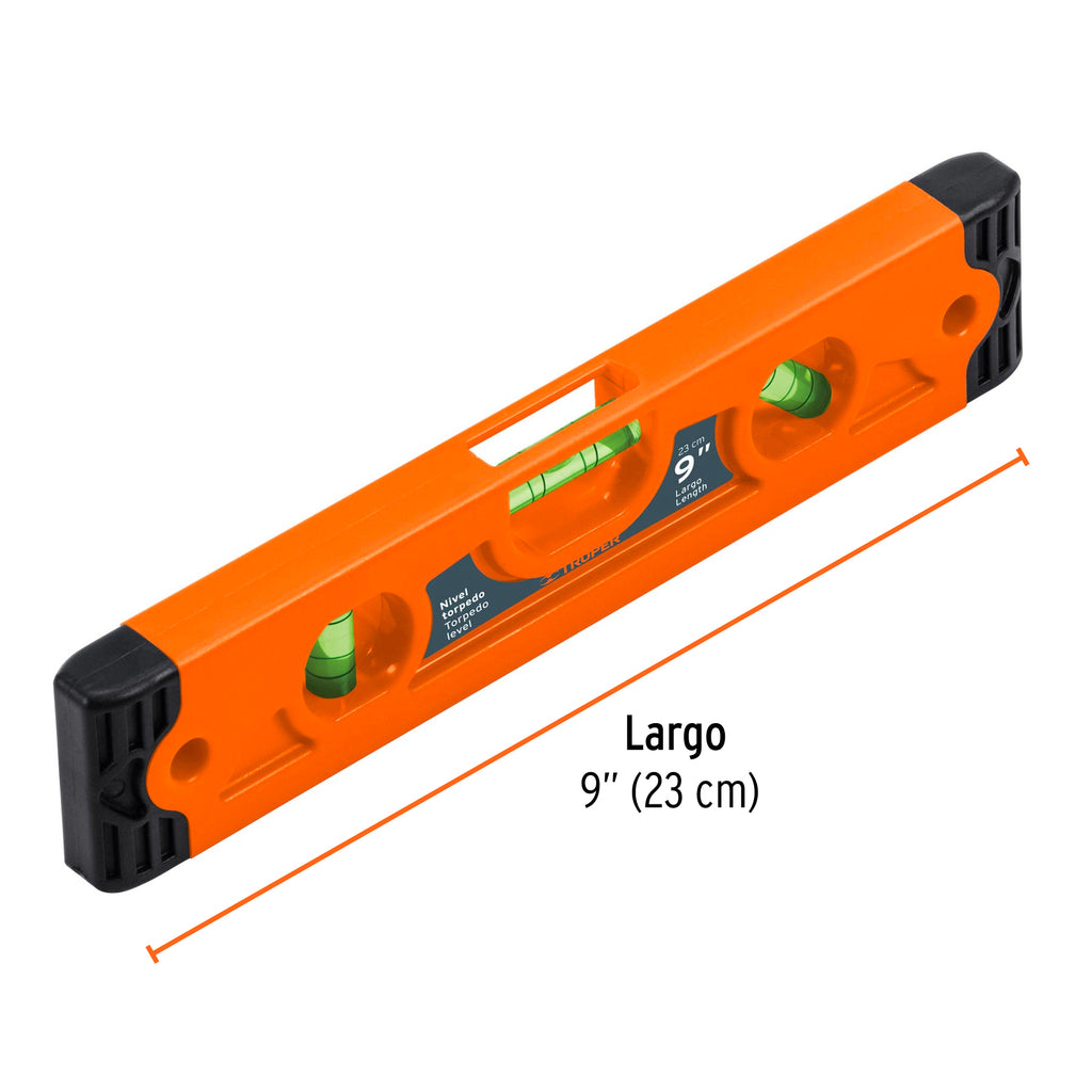 Nivel torpedo magnético de 9" con cuerpo de ABS, TRUPER NT-9 (11223)