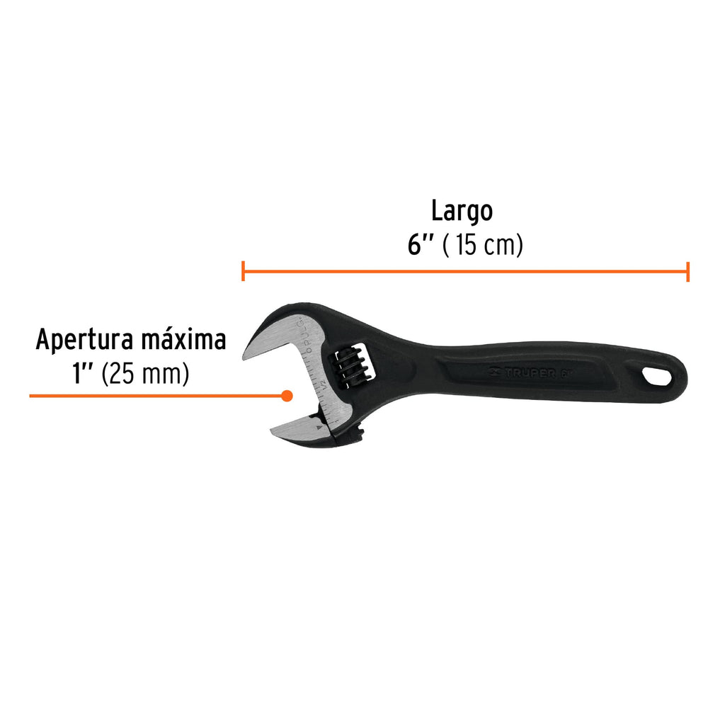 Llave perica 6" profesional pavonada, TRUPER Expert PET-6 (15500)