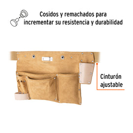 Porta herramientas de carnaza con 9 compartimentos, TRUPER  POCA-9 (11534)