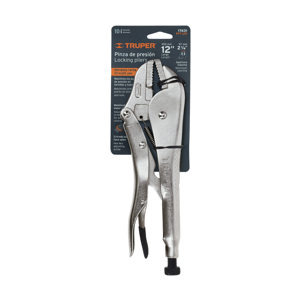 Pinza de presión 12" mordaza recta, TRUPER PPT-12R (17431)