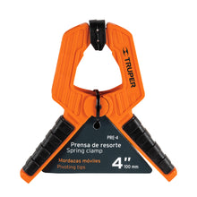 Cargar imagen en el visor de la galería, Prensa de resorte de 4", cuerpo de nylon con mango de TPR, TRUPER PRE-4 (17700)