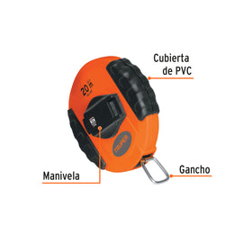Cinta métrica larga 20 m, metálica, carcasa plástica, TRUPER PRO-20ME (20900)
