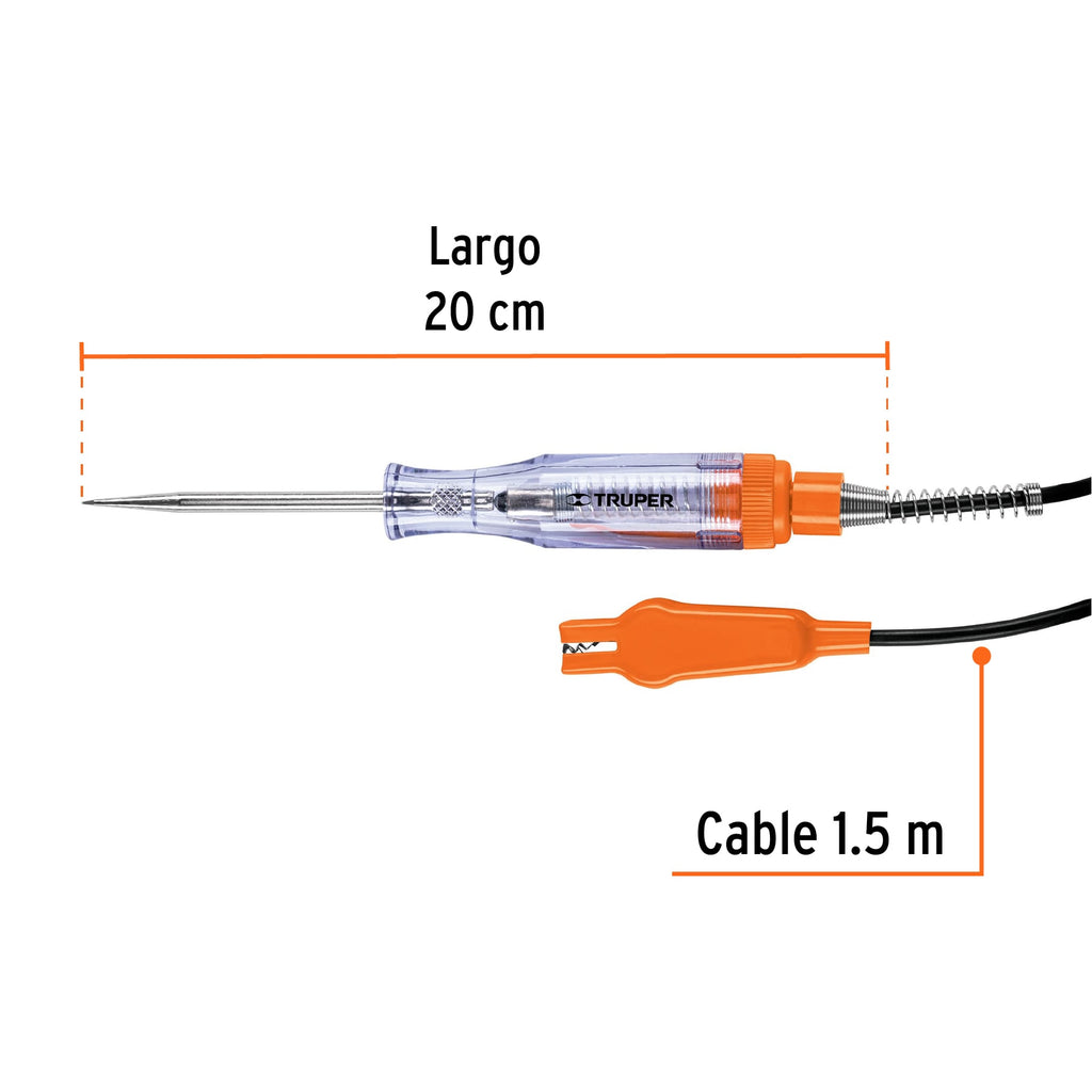 Probador de circuitos de corriente directa 20 cm, c/caimán TRUPER PROCO-20X (13985)