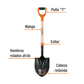 Pala redonda T-2000, puño